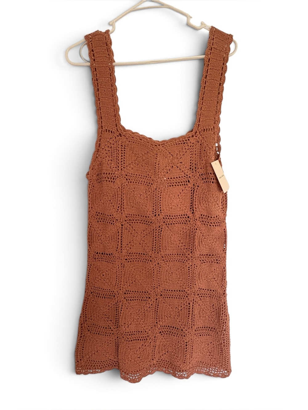 MAGALI PASCAL Crochet Square Panel Mini Dress - Warm Copper - Anthropologie - Picture 3 of 7